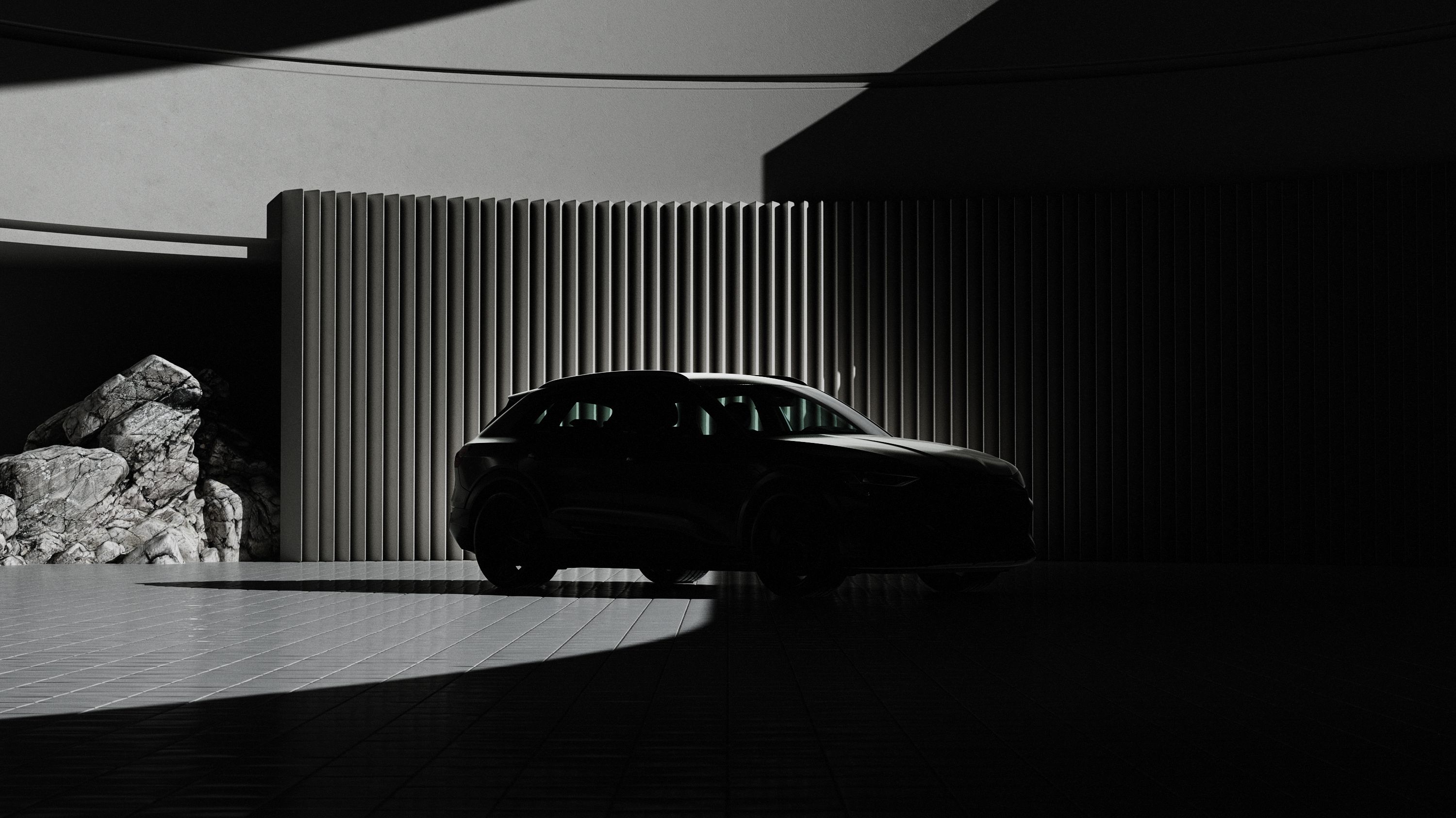 Auto steht vor einer Wand