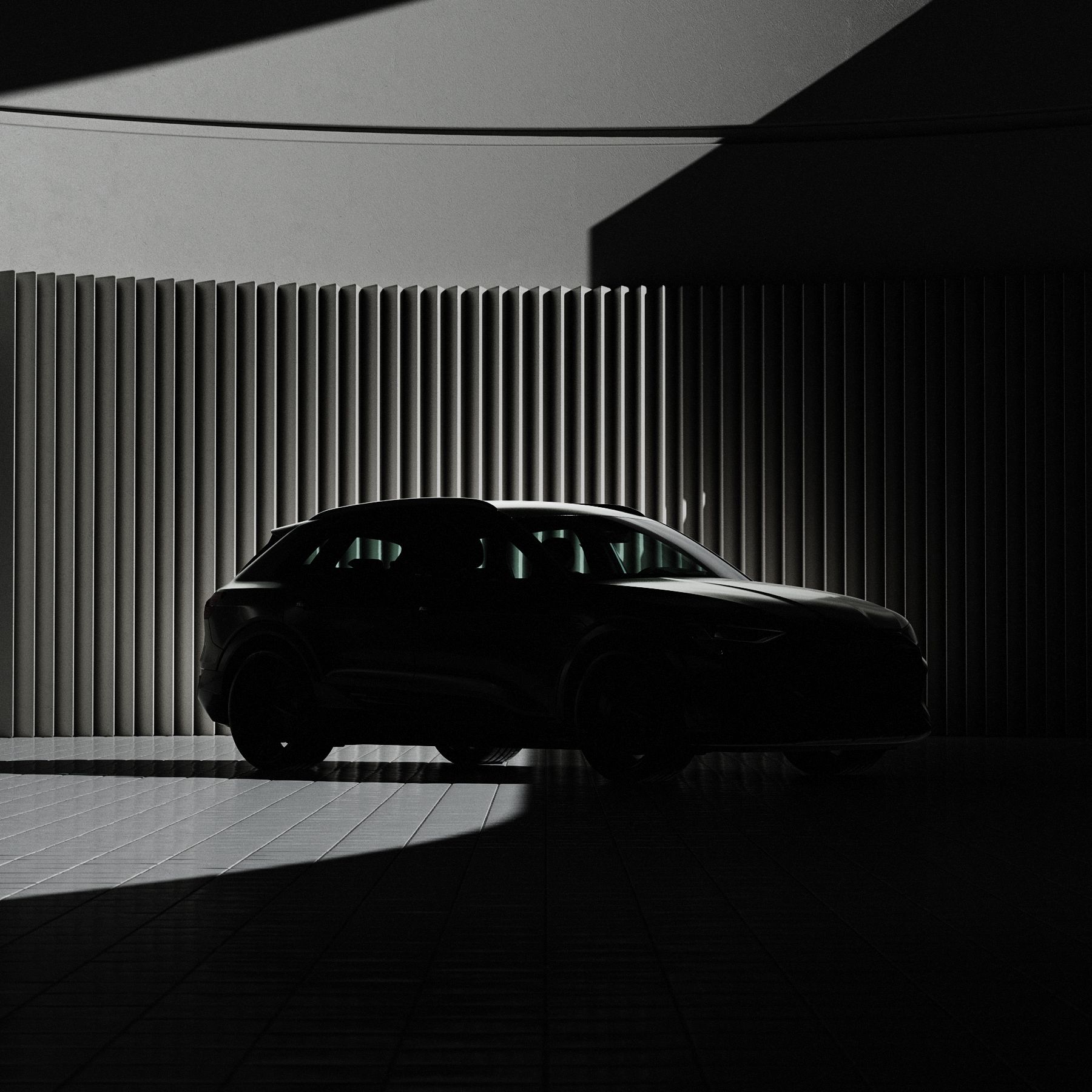 Auto steht vor einer Wand