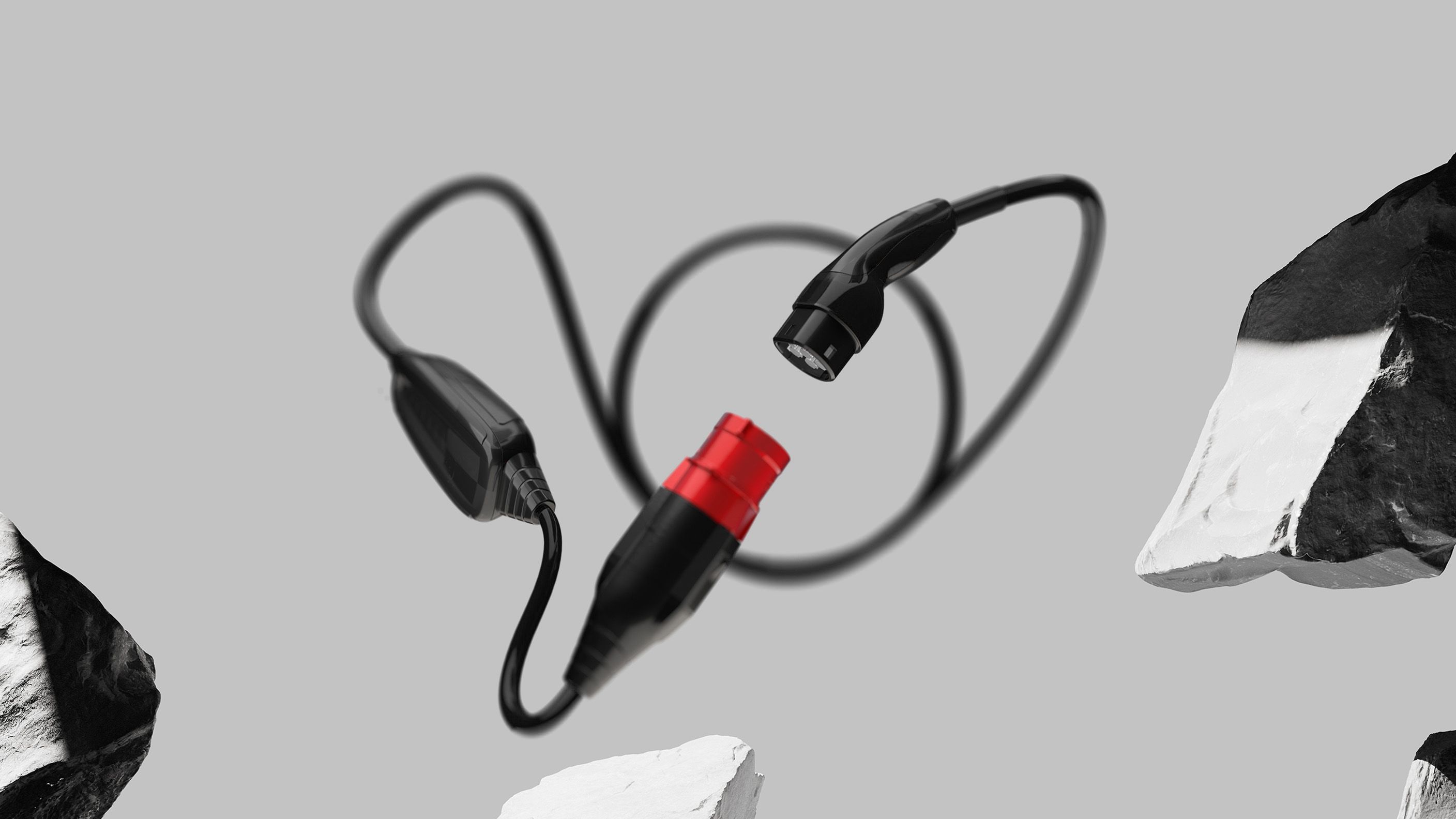 POWER2Go Kabel zwischen Gesteinsbrocken